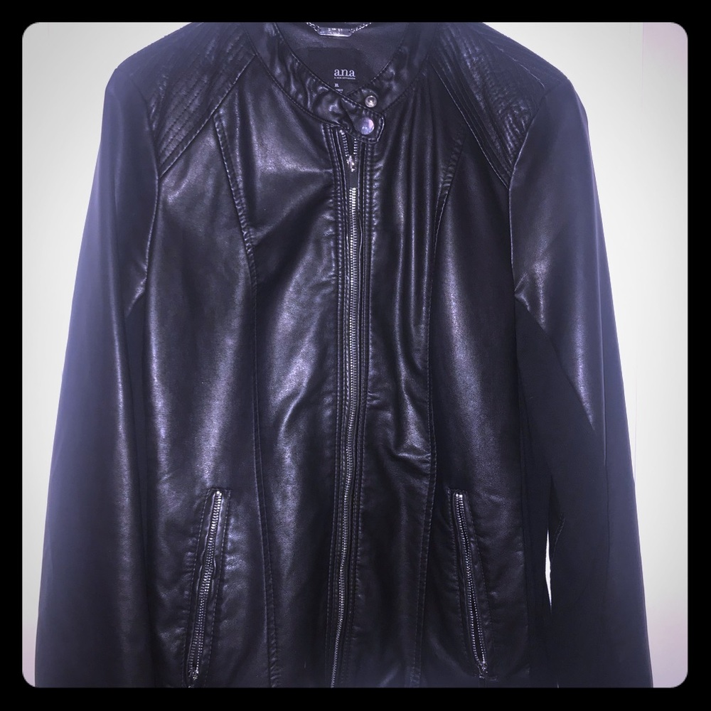 Two Faux Leather Jackets w/ Ribbed Knit Details